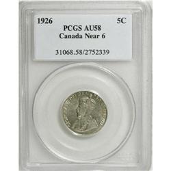 Canada: George V 5 Cents 1926, near 6, AU58 PCGS