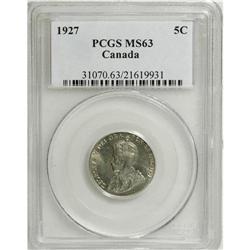 Canada: George V 5 Cents 1927, MS63 PCGS.