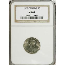 Canada: George V 5 Cents 1928, MS64 NGC.