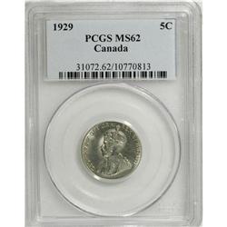 Canada: George V 5 Cents 1929, MS62 PCGS.