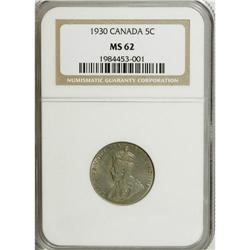 Canada: George V 5 Cents 1930, MS62 NGC.