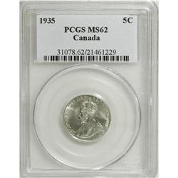 Canada: George V 5 Cents 1935, MS62 PCGS.