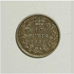 Canada: Victoria 10 Cents 1887, F-VF.