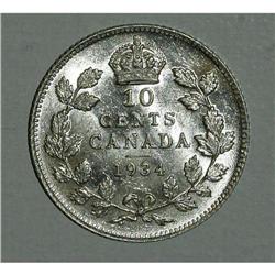 Canada: George V 10 Cents 1934, Unc.