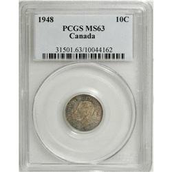 Canada: George VI 10 Cents 1948, key date, MS63