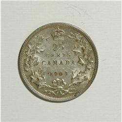 Canada: Edward VII 25 Cents 1903, XF/AU.