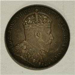 Canada: Edward VII 50 Cents 1910, F-VF, dark gra