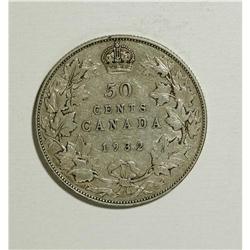 Canada: George V 50 Cents 1932, key date, Fine.