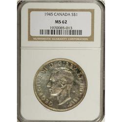 Canada: George VI Dollar 1945, MS62 NGC.