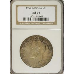 Canada: George VI Dollar 1952, MS64 NGC.