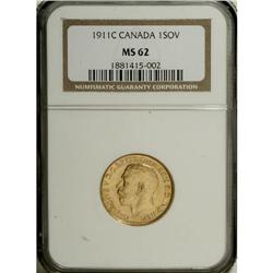 Canada: George V gold sovereign 1911-C, MS62 NGC