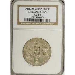 China: Sinkiang 5 Miscals 1324AH, listed on the