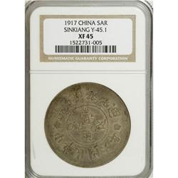 China: Sinkiang Sar 1917, KM-Y45.1, XF45 NGC.