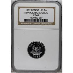 Congo: Democratic Republic Likuta 1967, KM8, Pro