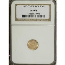 Costa Rica: Republic gold 2 Colones 1900, KM139,