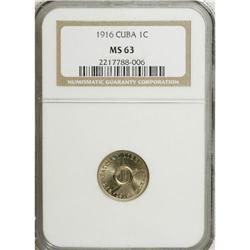 Cuba: Republic 1 Centavo 1916: KM-9.1, MS63 NGC.