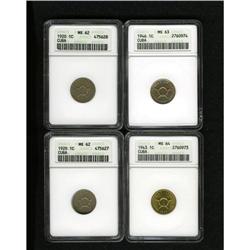 Cuba: Cuba 1 Centavo lot: 1920 2x MS62, 1943 MS6