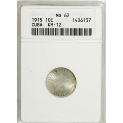 Cuba: Cuba 10 Centavos pair 1915: KM-A12, MS62 A