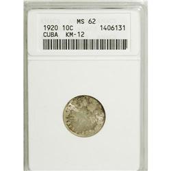 Cuba: Cuba 10 Centavos 1920: KM-A12, MS62 ANACS,