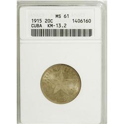 Cuba: Cuba 20 Centavos 1915: KM-13.2, MS61 ANACS