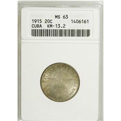 Cuba: Cuba 20 Centavos 1915: KM-13.2, MS63 ANACS