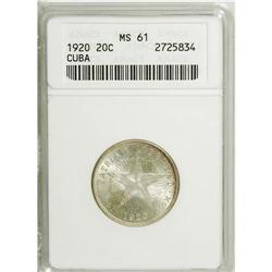 Cuba: Silver trio: (1) 20 Centavos 1920 KM-13.2,