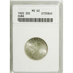 Cuba: Cuba 20 Centavos 1920: KM-13.2, MS62 ANACS