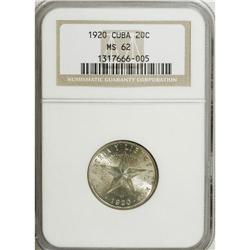 Cuba: Cuba 20 Centavos 1920: KM-13.2, MS62 NGC.