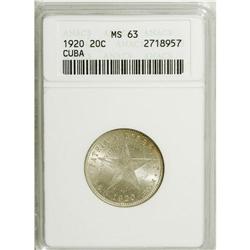 Cuba: Cuba 20 Centavos 1920: KM-13.2, MS63 ANACS
