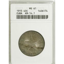 Cuba: Republic 40 Centavos 1915: KM-14.1, MS61 A