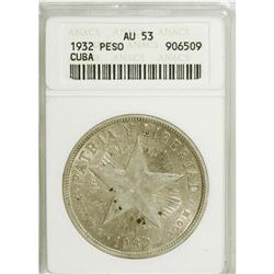 Cuba: Cuba 1 Peso 1932: KM-15.2, 1x AU53, 1x Net