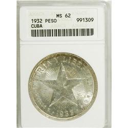 Cuba: Cuba 1 Peso 1932: KM-15.2, MS62 ANACS.