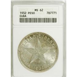 Cuba: Cuba 1 Peso 1932: KM-15.2, MS62 ANACS.