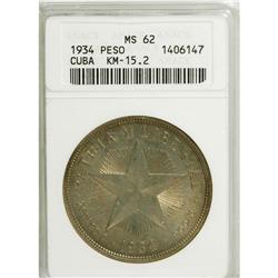 Cuba: Cuba 1 Peso 1934: KM-15.2, MS62 ANACS, eve