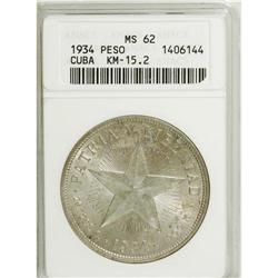 Cuba: Cuba 1 Peso 1934: KM-15.2, MS62 ANACS, qui