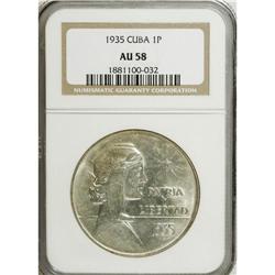 Cuba: Cuba Souvenir 1 Peso 1935: KM-22, AU58 NGC