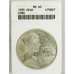 Cuba: Cuba Souvenir 1 Peso 1935: KM-22, MS60 ANA