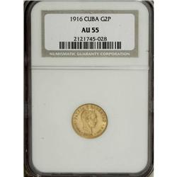 Cuba: Gold 2 Pesos 1916: KM-17, AU55 NGC, very p