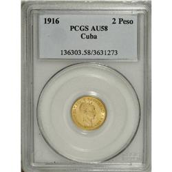 Cuba: Republic gold 2 Pesos 1916: KM-17, AU55 PC