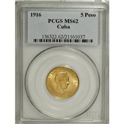 Cuba: Republic gold 5 Pesos 1915: KM-19, MS62 PC