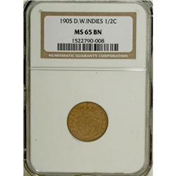 Danish West Indies: Christian IX 1/2 Cent 1905,