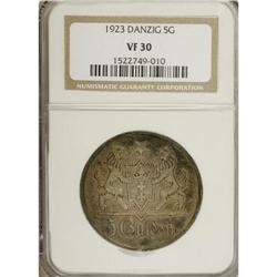 Danzig: Free City 5 Gulden 1923, KM147, VF30 NGC