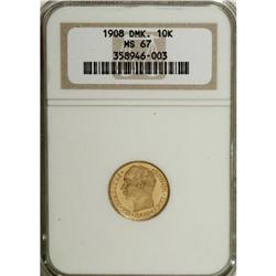 Denmark: Frederik VIII gold 10 Kroner 1908, KM80