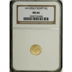 Egypt: Abdul Hamid II gold 5 Kurush 1293/7, KM28