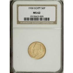 Egypt: Fuad gold 50 Piastres 1930, KM353, MS62 N