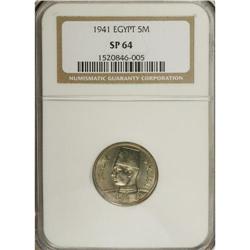 Egypt: Farouk 5 Milliemes 1941, KM363, Specimen