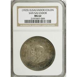 El Salvador: Republic Colon 1925, KM131, MS62 NG