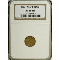 Finland: Alexander III Penni 1882, KM10, AU55 BN