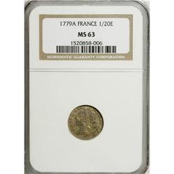 France: Louis XV 1/20 Ecu 1779A, KM552.1, MS63 N
