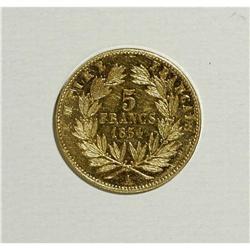 France: Second Empire. Napoleon III gold 5 Franc